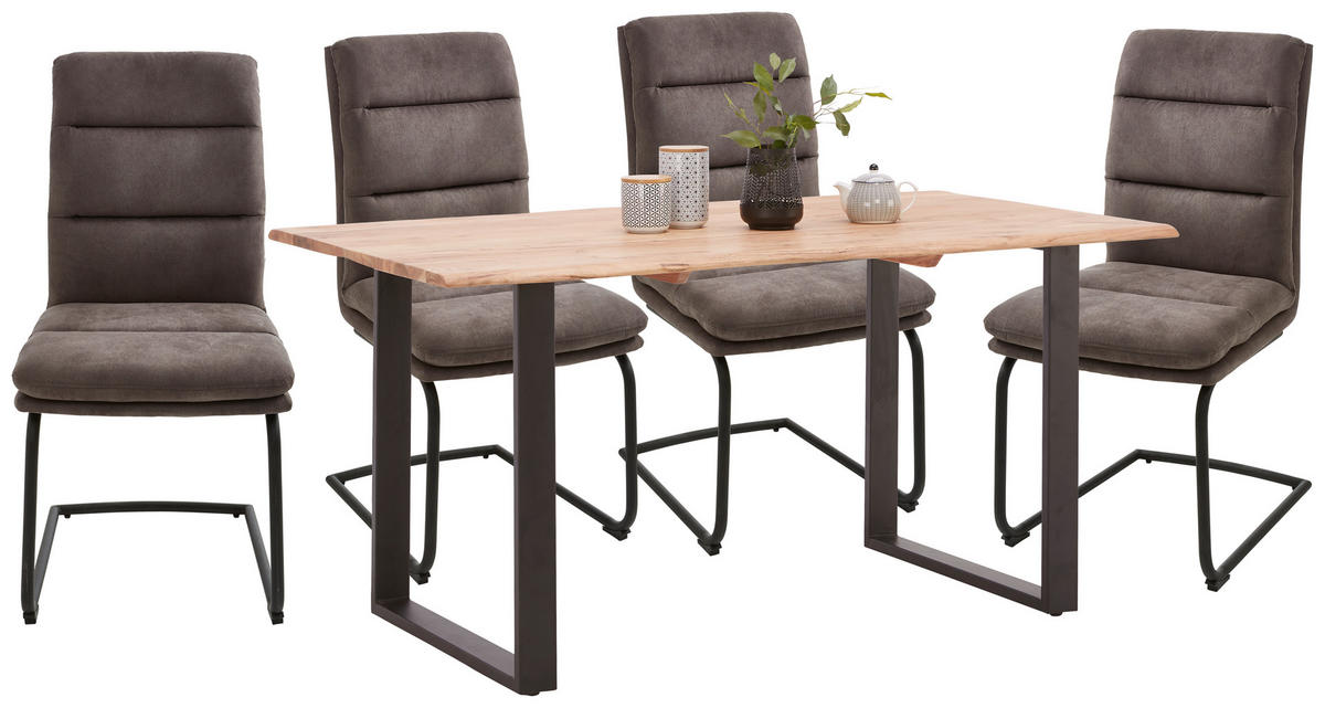 JÍDELNÍ STŮL, akácie, černá, barvy akácie, 160/90/76 cm - černá/barvy akácie, Natur, kov/dřevo (160/90/76cm) - Carryhome