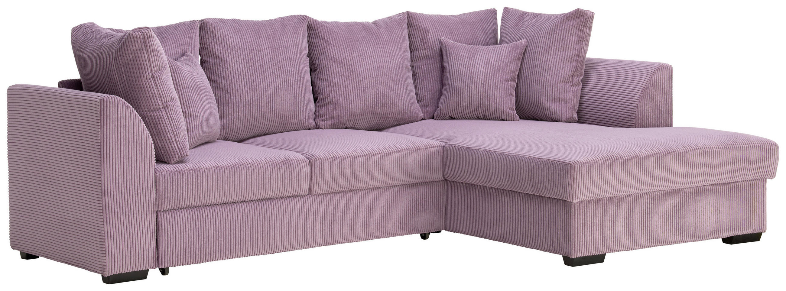 ECKSOFA in Cord Pflaume  259/174 cm  - Pflaume/Schwarz, Design, Kunststoff/Textil (259/174cm) - Cantus
