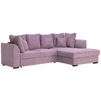ECKSOFA in Cord Pflaume  - Pflaume/Schwarz, Design, Kunststoff/Textil (259/174cm) - Cantus