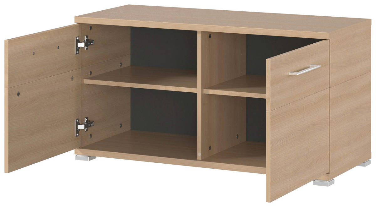 GARDEROBENBANK  in 96/51/40 cm  - Eichefarben/Silberfarben, KONVENTIONELL, Holzwerkstoff/Kunststoff (96/51/40cm)