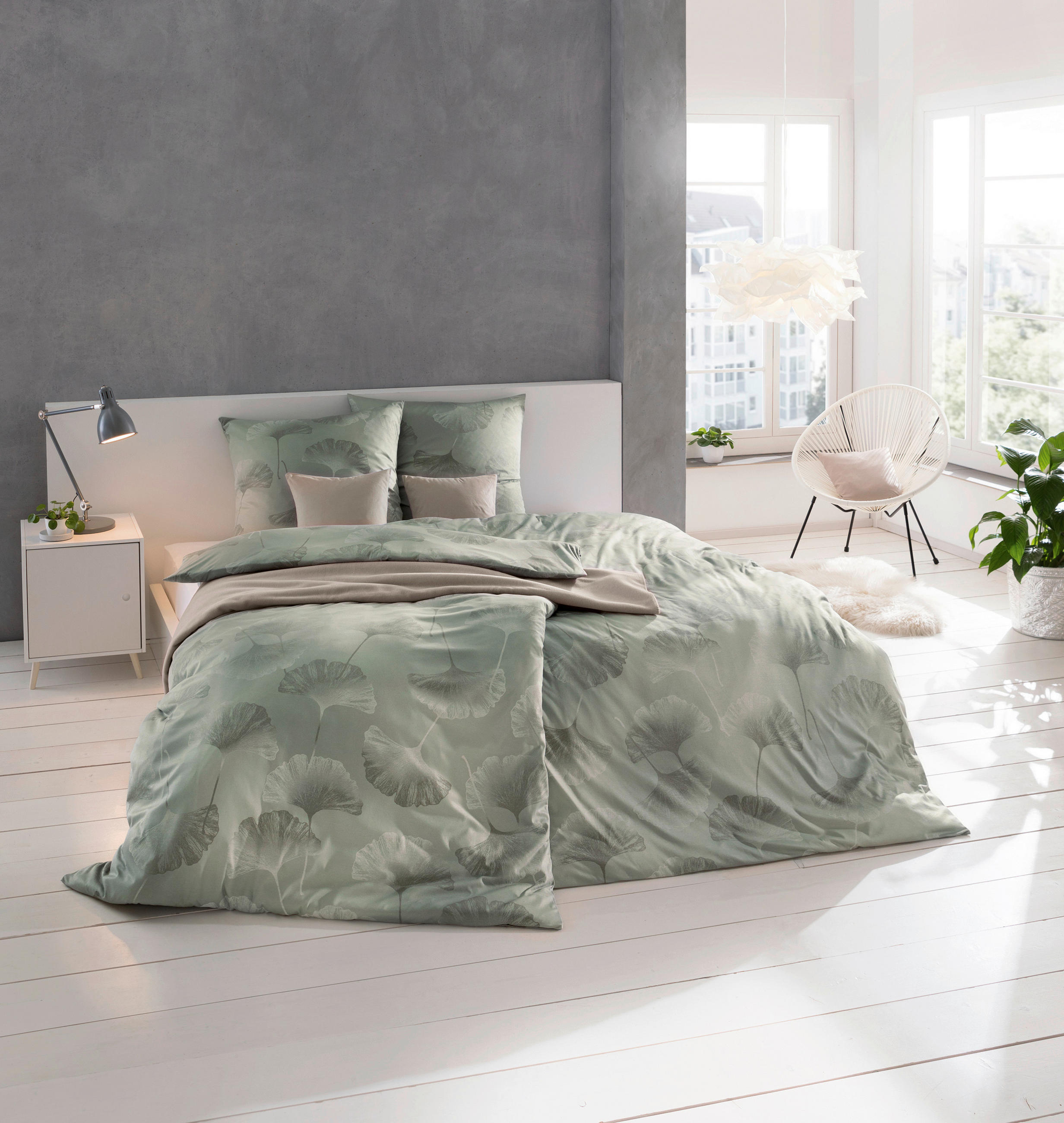 Thumbnail - Estella Bettwäsche Isabella, Olivgrün, Textil, Floral, 135x200 cm, Textiles Vertrauen - Oeko-Tex®, bügelfrei, pflegeleic...