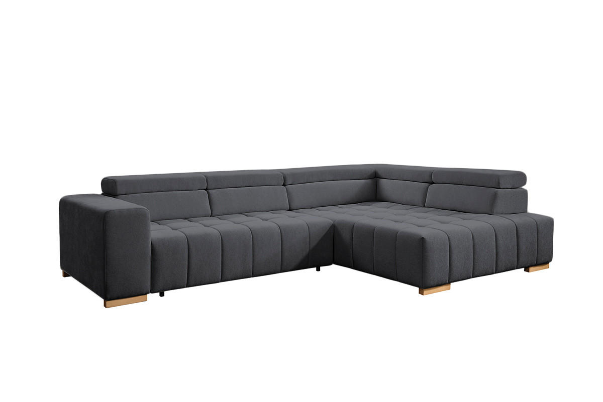 ECKSOFA in Chenille Graphitfarben  - Graphitfarben/Naturfarben, Design, Holz/Textil (307/201cm) - Livetastic