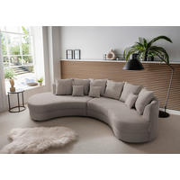 WOHNLANDSCHAFT Graubraun Cord  - Graubraun/Schwarz, Design, Kunststoff/Textil (160/300cm) - Livetastic