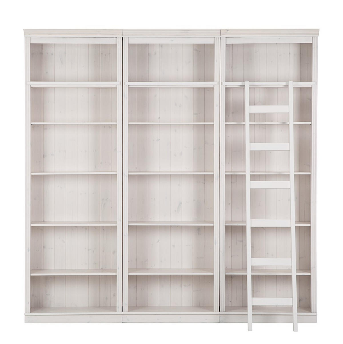 BÜCHERWAND Kiefer massiv Weiß, Kieferfarben  - Weiß/Kieferfarben, Design, Holz (223/222/34cm) - Livetastic