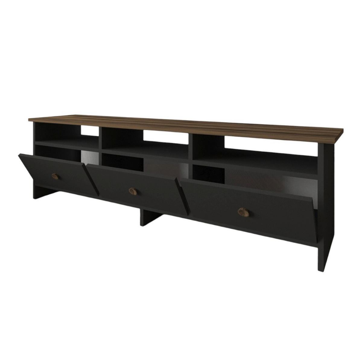 LOWBOARD Oslo TV-Ständer  in 150/47/36 cm  - Anthrazit/Nussbaumfarben, Design, Holzwerkstoff (150/47/36cm) - Livetastic