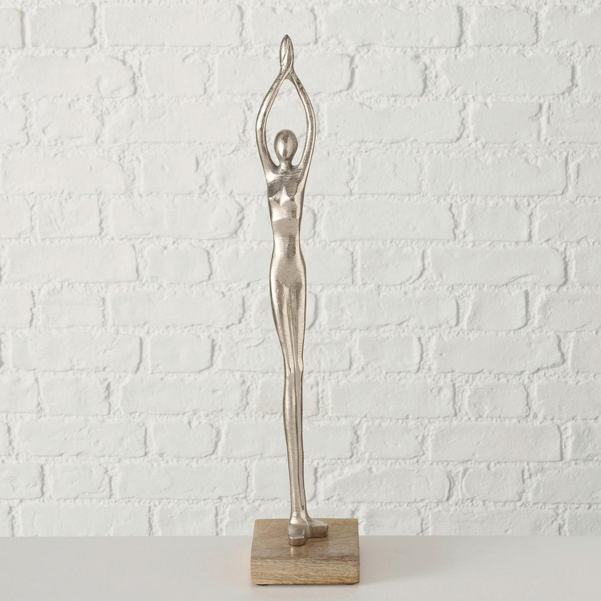 SKULPTUR - silver/naturfärgad, Basics, metall/trä (10/10/52cm)