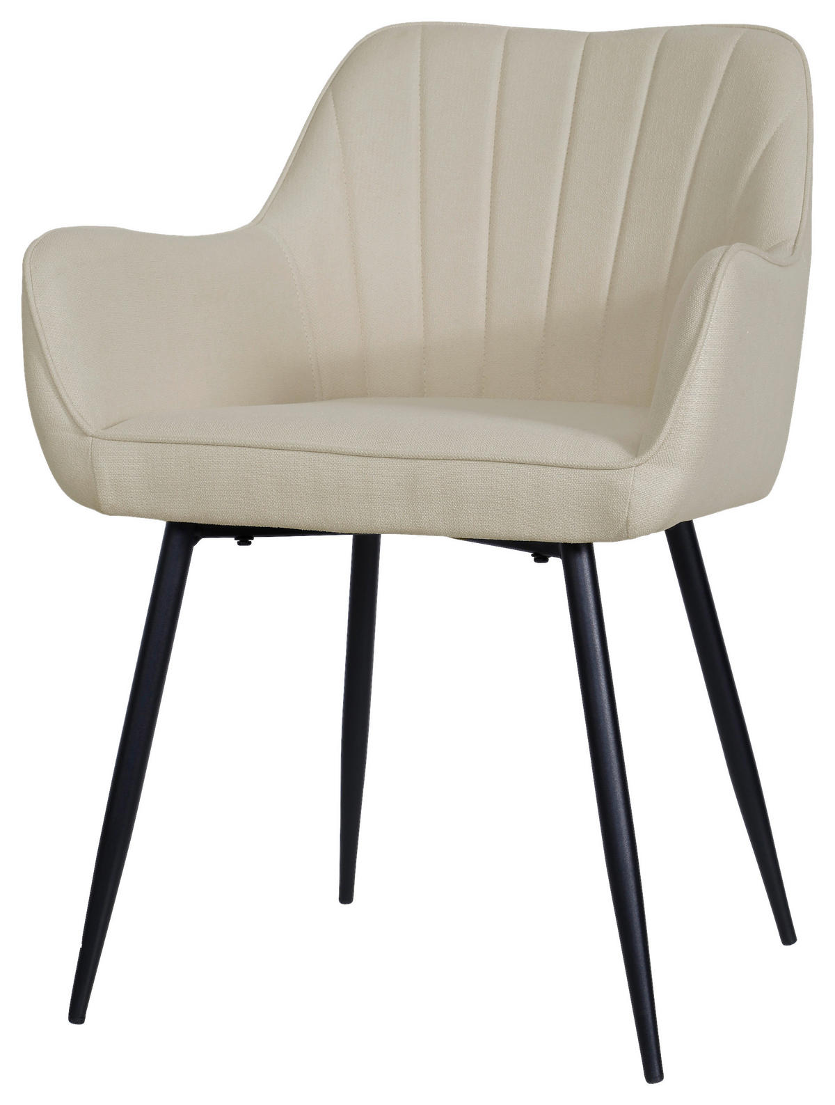 SCAUN CU BRAȚE in negru, bej  - bej/negru, Modern, lemn/metal (57/79/58cm) - MID.YOU