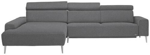 ECKSOFA in Webstoff Grau  205/308 cm  - Alufarben/Grau, Design, Textil/Metall (205/308cm) - Sedda