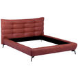 POLSTERBETT 180/200 cm,  in Kirschrot, gepolstertes Kopfteil,  - Schwarz/Kirschrot, Design, Leder/Metall (180/200cm) - Esposa