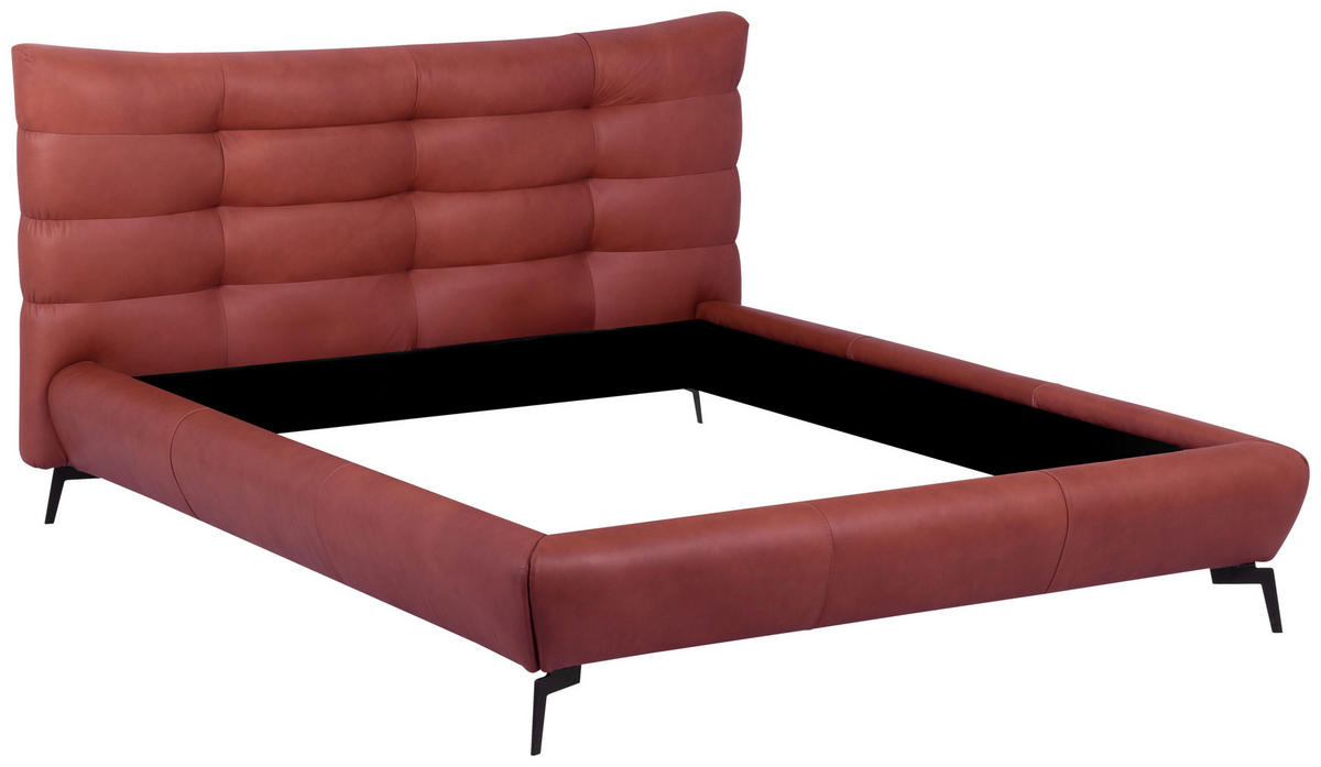 POLSTERBETT gepolstertes Kopfteil Kirschrot 180/200 cm  - Schwarz/Kirschrot, Design, Leder/Metall (180/200cm) - Esposa