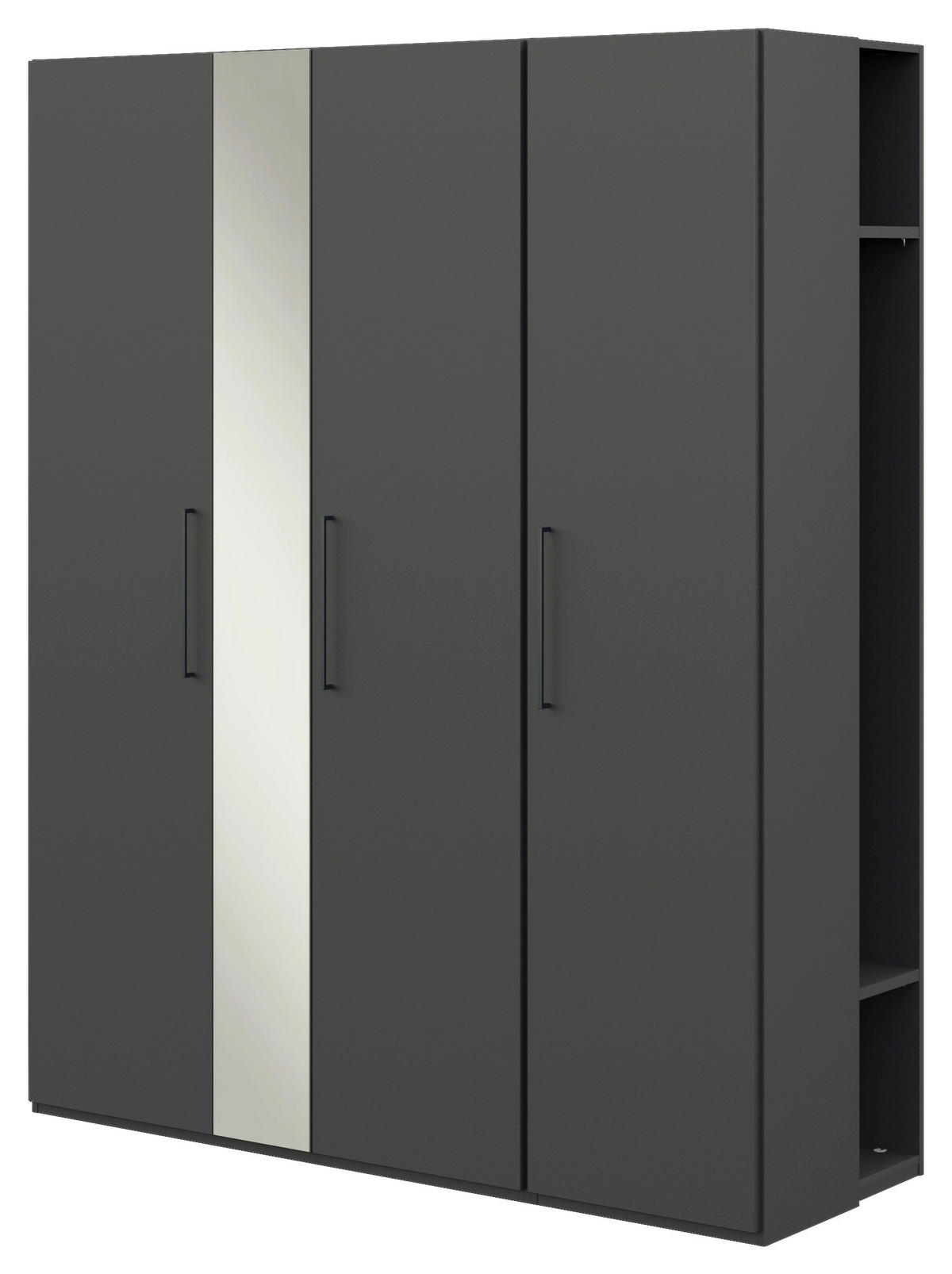 KLEIDERSCHRANK in Graphitfarben  - Anthrazit/Graphitfarben, Design, Glas/Holzwerkstoff (177,6/213,6/59,3cm) - Cantus