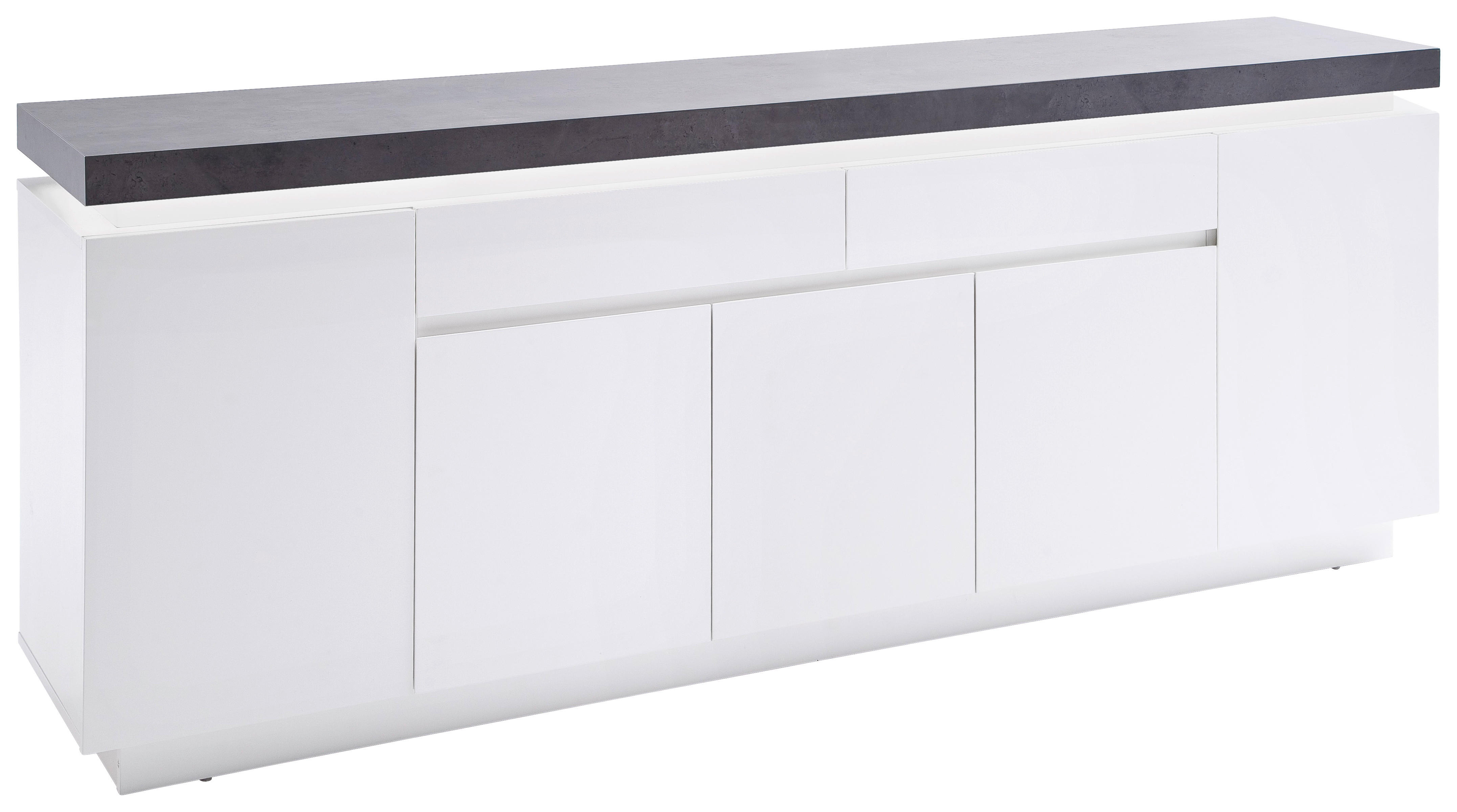 SIDEBOARD Weiß, Dunkelgrau  - Dunkelgrau/Weiß, Design, Holzwerkstoff (200/80/40cm)