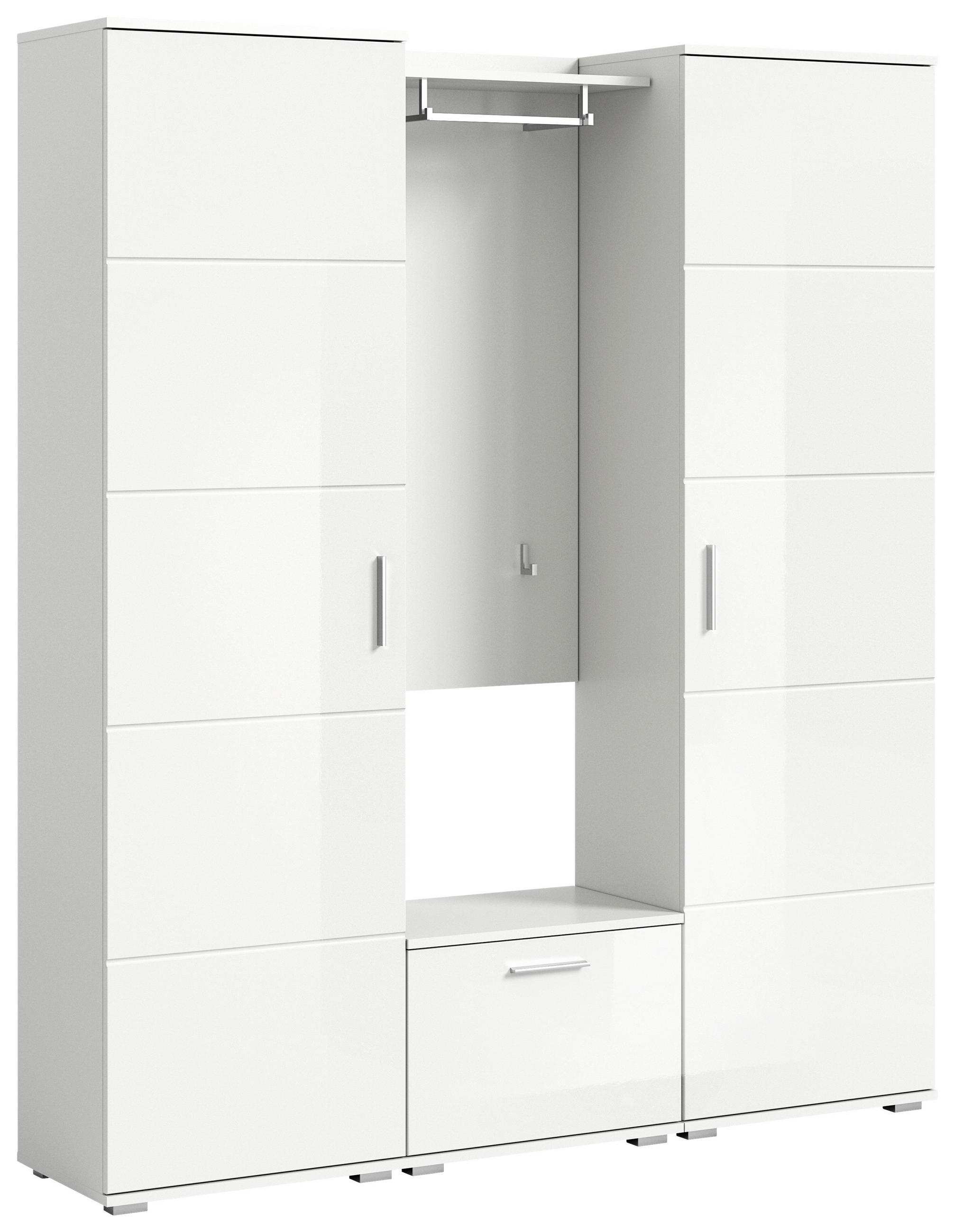 GARDEROBE 4-teilig  in 165/191/37 cm  - Weiß Hochglanz, Design, Holzwerkstoff (165/191/37cm) - MID.YOU