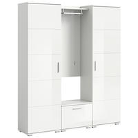 GARDEROBE 4-teilig  in 165/191/37 cm  - Weiß Hochglanz, Design, Holzwerkstoff (165/191/37cm) - MID.YOU