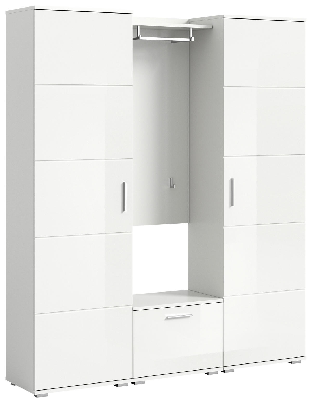 GARDEROBE 4-teilig  in 165/191/37 cm  - Weiß Hochglanz, Design, Holzwerkstoff (165/191/37cm) - MID.YOU