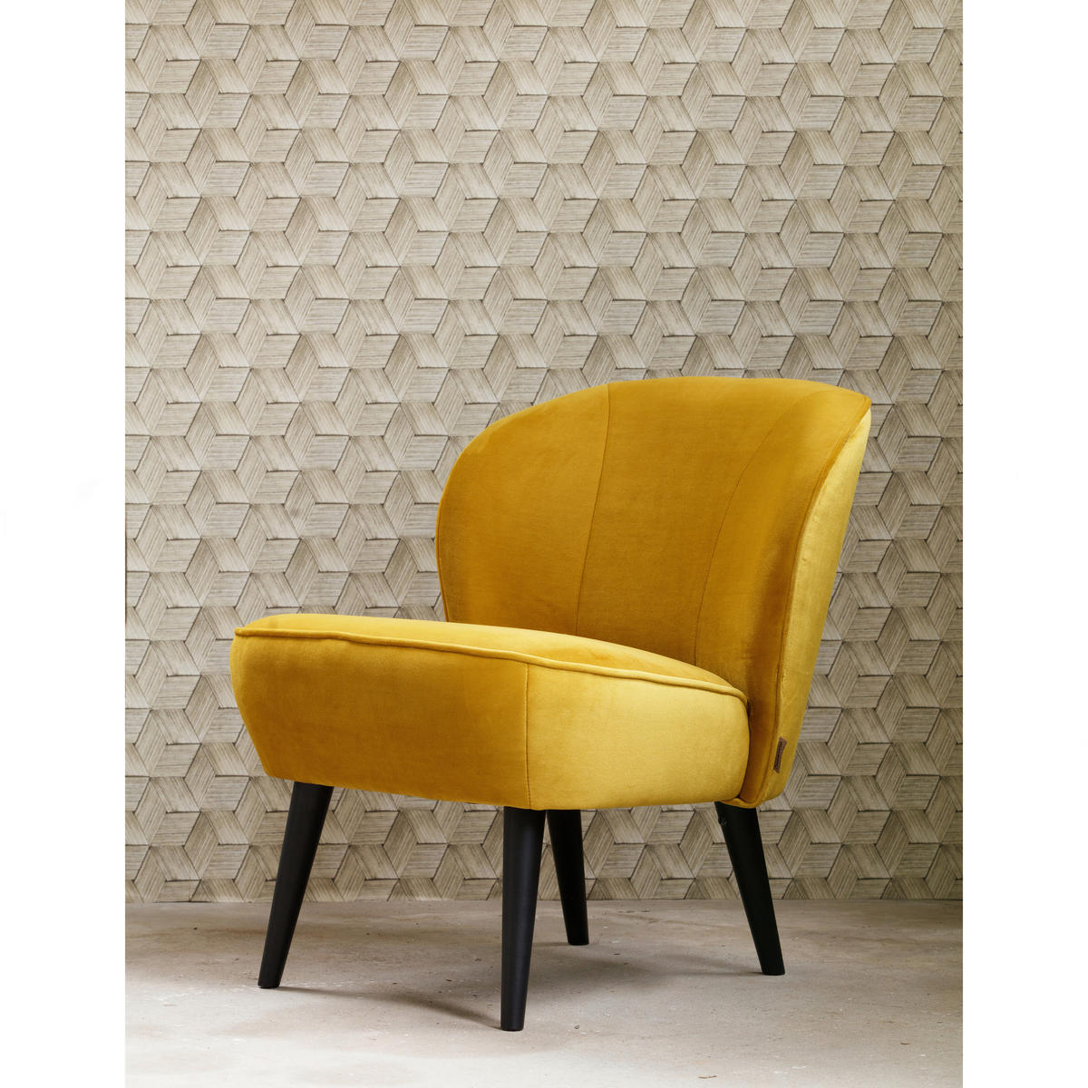 SESSEL in Samt Gelb  - Gelb/Schwarz, Design, Holz/Textil (59/71/70cm) - Livetastic