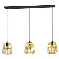 HÄNGELEUCHTE 129/24/150 cm    - Schwarz/Naturfarben, Natur, Holz/Metall (129/24/150cm) - Eglo