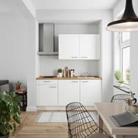 KÜCHENBLOCK Touch 180 cm  in Weiß, Eichefarben  - Edelstahlfarben/Eichefarben, MODERN, Holzwerkstoff/Metall (180cm) - Nobilia
