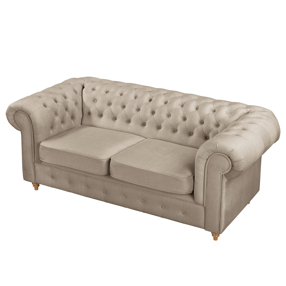 2-SITZER-SOFA Laura in Mikrofaser Taupe  - Taupe/Braun, Design, Holz/Textil (190/75/91cm) - P & B