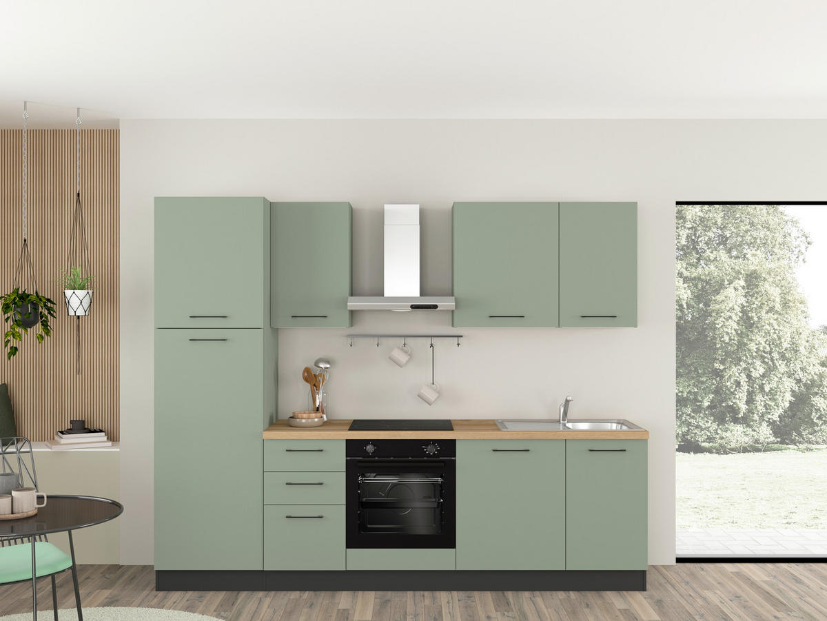 BLOK KUHINJA S APARATIMA  pastelno zelena  - magnolija/pastelno zelena, drvni materijal/metal (270cm) - Italstyle