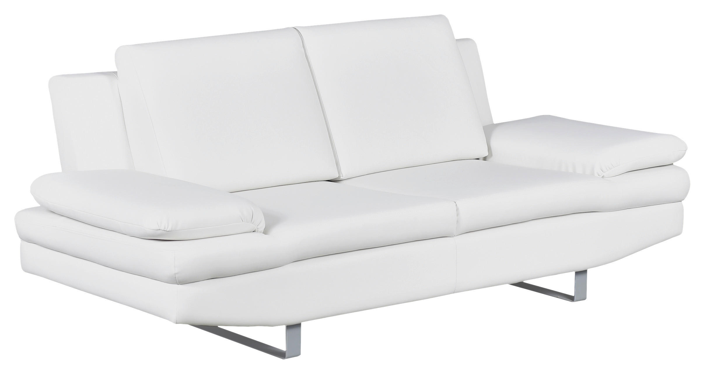 2-SITZER-SOFA in Lederlook Weiß  - Weiß/Grau, Design, Textil/Metall (198/78/88cm) - MID.YOU