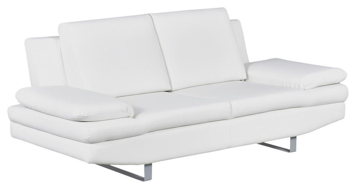2-SITZER-SOFA Lederlook Weiß  - Weiß/Grau, Design, Textil/Metall (198/78/88cm) - MID.YOU