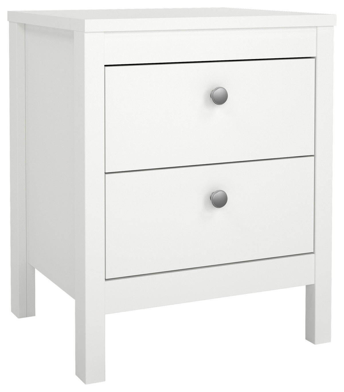 NOČNÍ STOLEK, bílá, 43,8/54,1/38,4 cm - bílá/barvy stříbra, Basics, kov/kompozitní dřevo (43,8/54,1/38,4cm) - MID.YOU