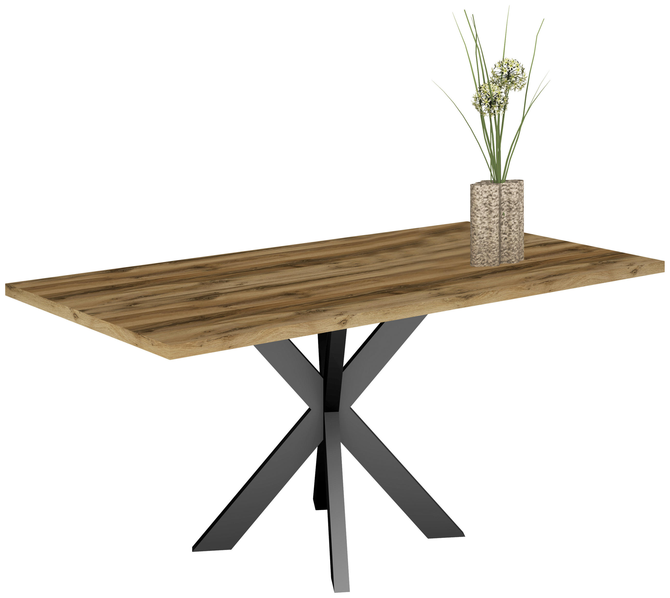 ESSTISCH rechteckig Schwarz, Plankeneiche  - Plankeneiche/Schwarz, MODERN, Holzwerkstoff/Metall (140/90/78cm) - Livetastic
