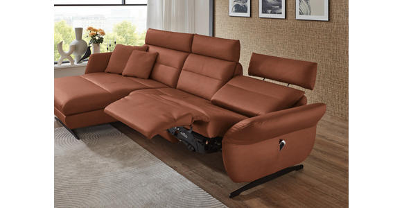 ECKSOFA in Echtleder Cognac 169/298 cm - Cognac/Schwarz, Design, Leder/Metall (169/298cm) - Dieter Knoll