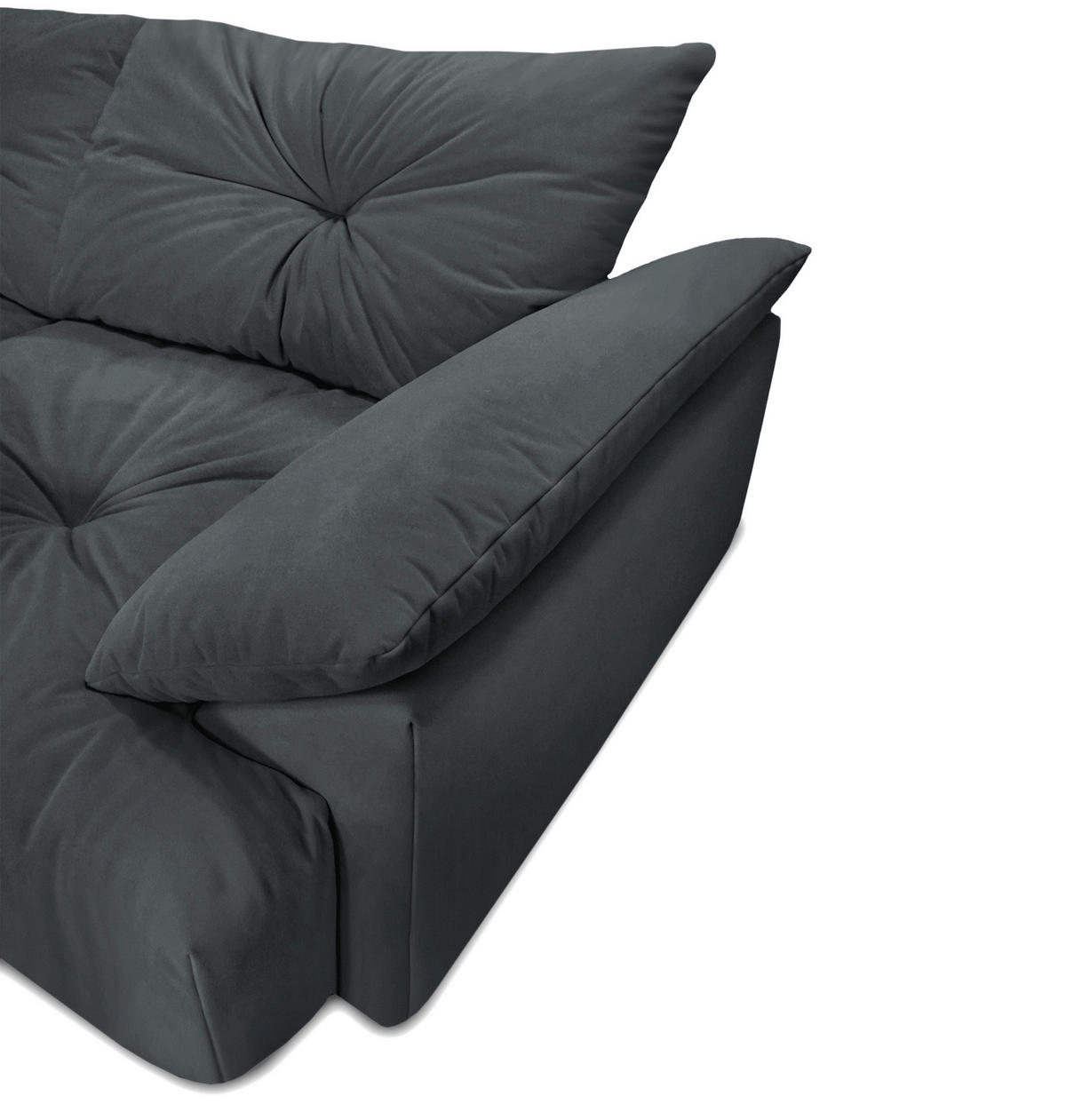 BIGSOFA Webstoff Dunkelgrau  - Dunkelgrau/Schwarz, KONVENTIONELL, Kunststoff/Textil (243/90,5/130cm) - Ambia Home