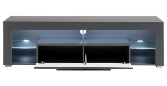 TV-ELEMENT Grau  - Alufarben/Grau, Design, Glas/Holzwerkstoff (153/44/44cm) - Carryhome