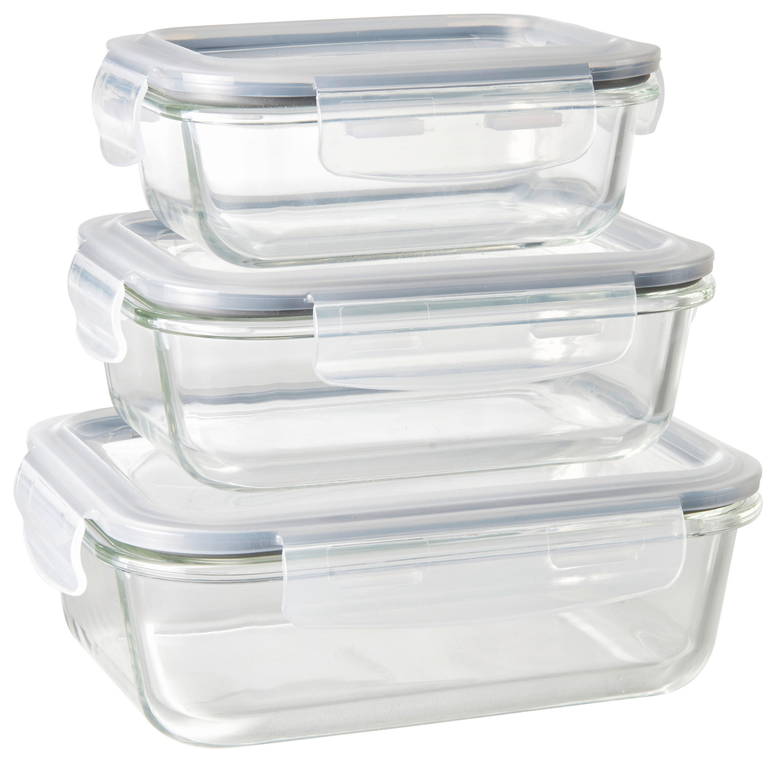 SADA DÓZ 3 ks 3-dielne - číra, Basics, plast/sklo (21.5/16/14cm) - Homeware Profession.