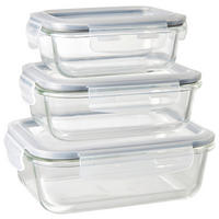VORRATSDOSENSET 3-teilig  - Klar, Basics, Glas/Kunststoff (21.5/16/14cm) - Homeware Profession.