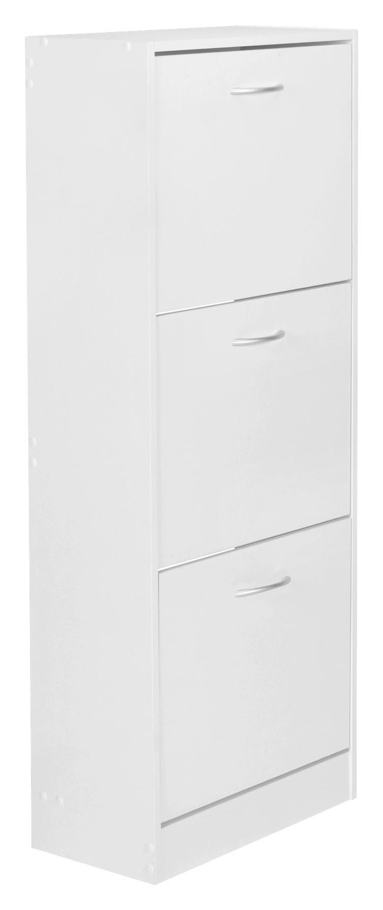ORMARIĆ ZA OBUĆU  bijela  drvni materijal     - bijela/srebrne boje, Konvencionalno, drvni materijal/metal (50/125/24cm) - MID.YOU
