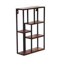 WANDREGAL 40/60/13 cm  - Schwarz/Naturfarben, Design, Holz/Metall (40/60/13cm) - MID.YOU