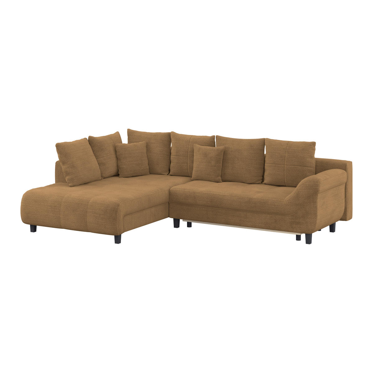 ECKSOFA MENDOZA NEW Rostfarben Chenille, Struktur Zierkissen, Rückenkissen, Bettkasten  - Rostfarben/Schwarz, KONVENTIONELL, Textil (197/309cm) - MID.YOU