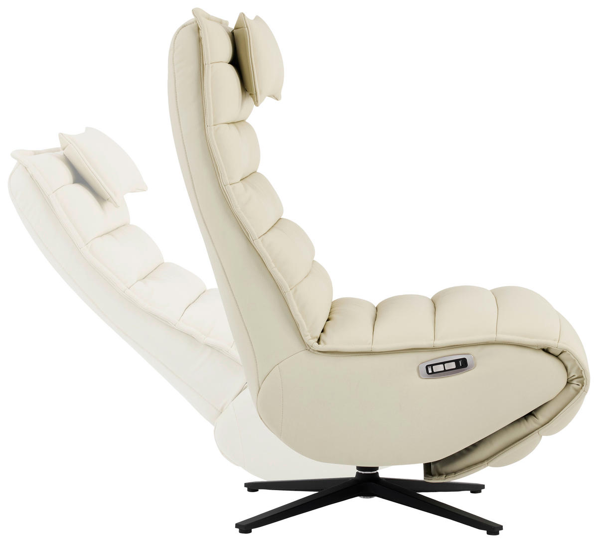 RELAXSESSEL Lederlook Echtleder Relaxfunktion, Fußteilverstellung, Nackenkissen    - Beige/Schwarz, Design, Leder/Textil (68/108/84cm) - Stylife