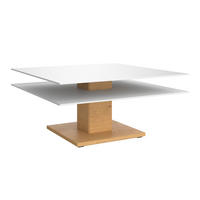 TABLE BASSE in Holz, Glas, Holzwerkstoff 90/90/43 cm  - Weiss/Eichefarben, Design, Glas/Holz (90/90/43cm) - Voglauer