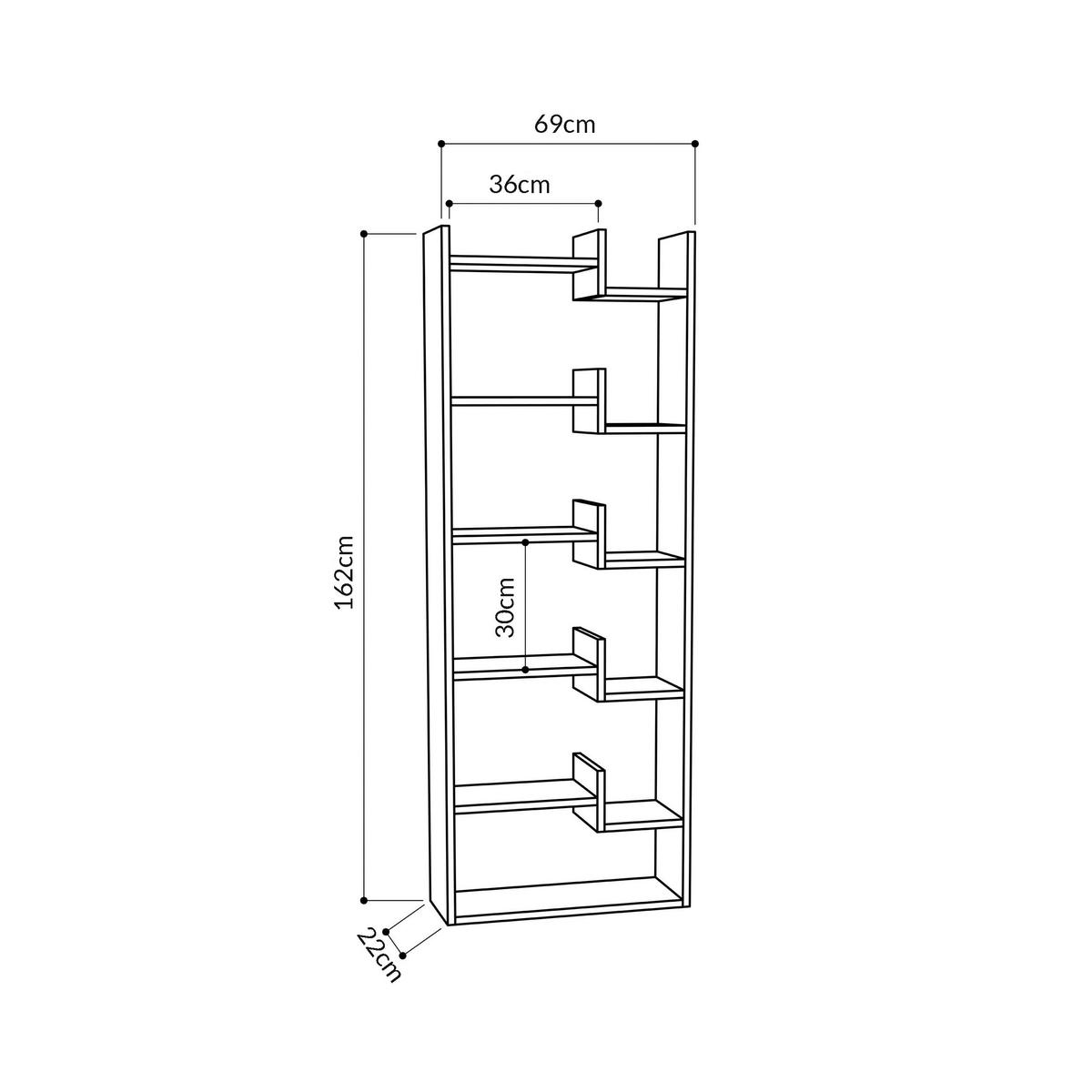 BÜCHERWAND  61/163/22 cm Weiss  - Weiss, Design, Holzwerkstoff (61/163/22cm) - Livetastic