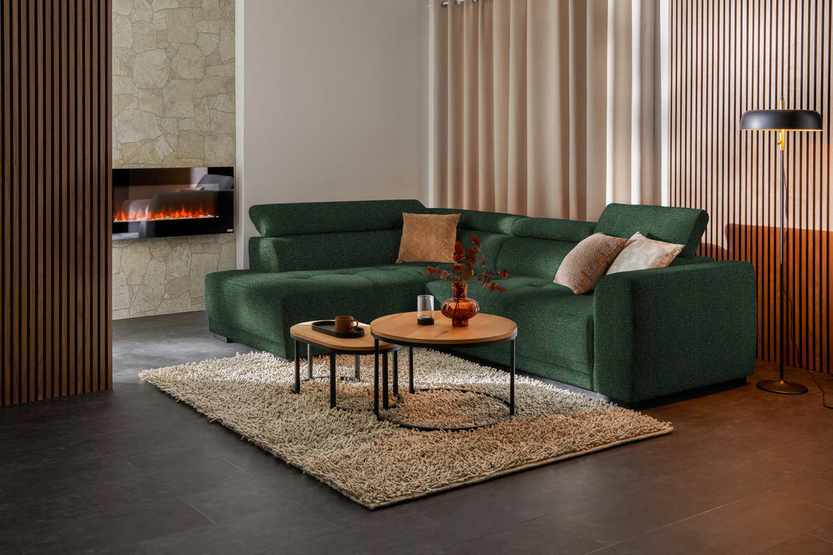 ECKSOFA in Struktur Grün  205/284 cm  - Schwarz/Grün, Design, Kunststoff/Textil (205/284cm) - Xora