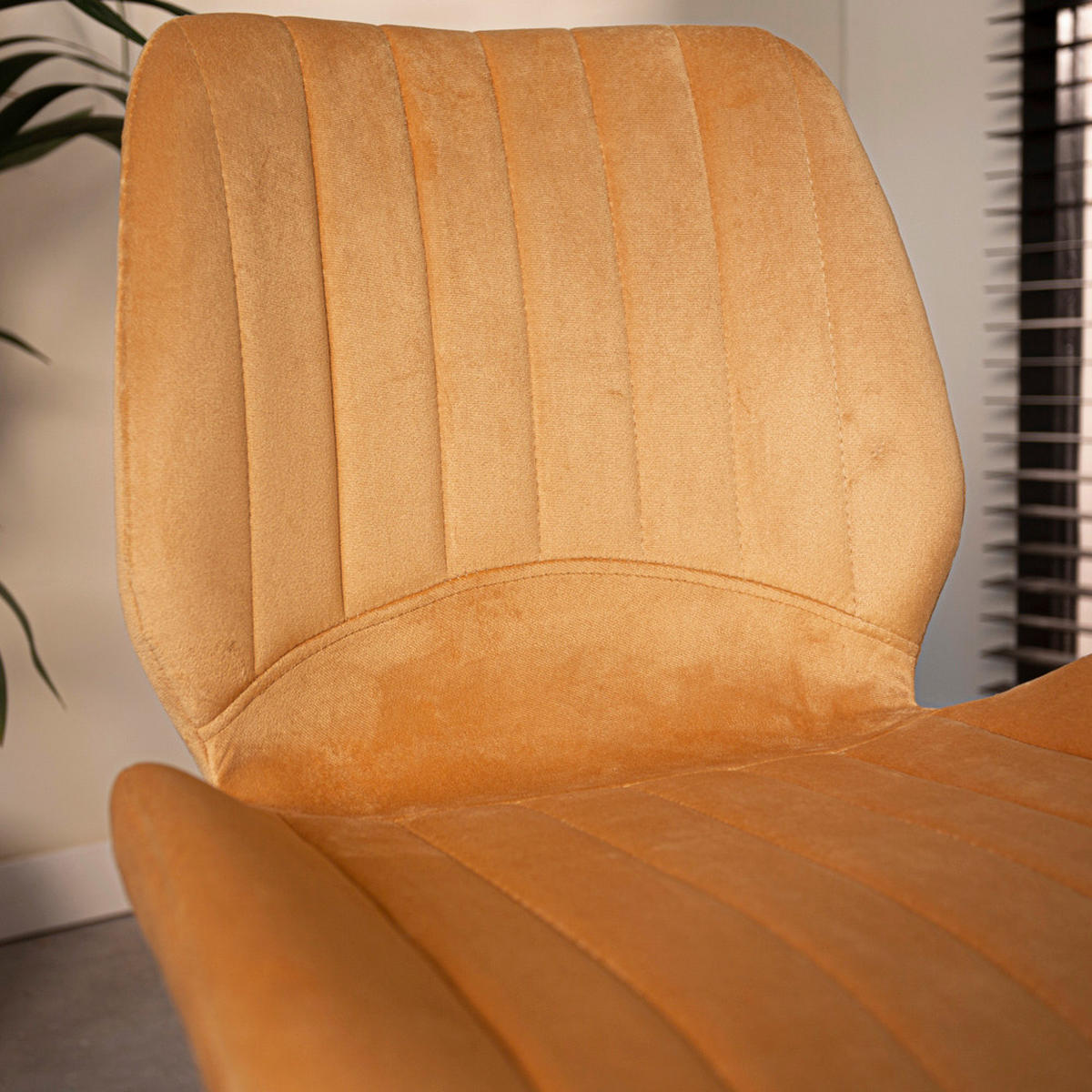 STUHL-SET 4 Stück  in Samt  - Gelb/Schwarz, Design, Textil/Metall (47/82/55cm) - MID.YOU