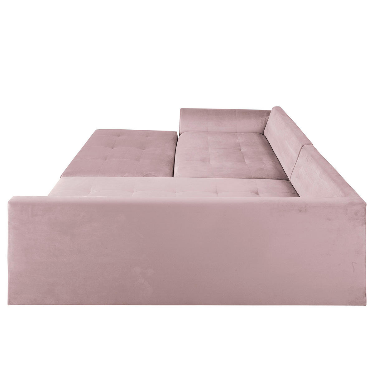 ECKSOFA inkl. Hocker Ariella Rosa Samt Rückenkissen, Hocker  - Naturfarben/Rosa, Design, Holz/Textil (231/161cm) - Livetastic