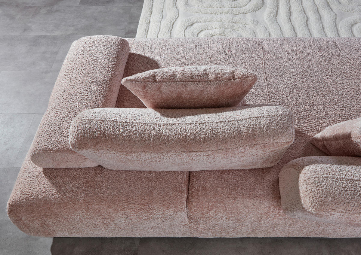 SCHLAFSOFA in Chenille Rosa  - Schwarz/Rosa, KONVENTIONELL, Kunststoff/Textil (235-255/80/116-138cm) - Carryhome