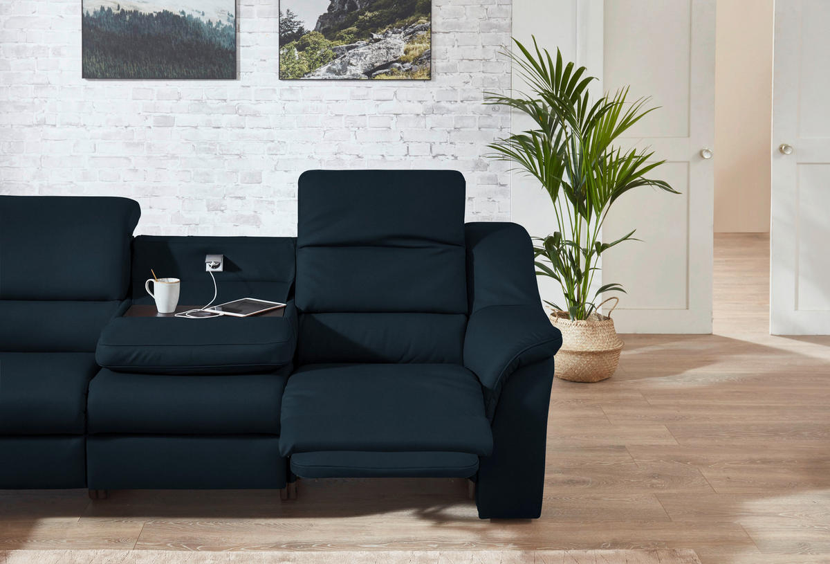 ECKSOFA  in Echtleder Dunkelblau  260/324 cm  - Schwarz/Dunkelblau, KONVENTIONELL, Leder/Kunststoff (260/324cm) - Cantus