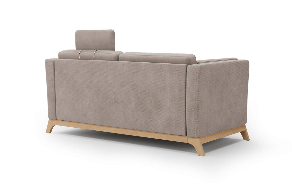 2,5-SITZER Flachgewebe Taupe  - Taupe/Eichefarben, KONVENTIONELL, Holz/Textil (183/84/93cm) - Sit & More
