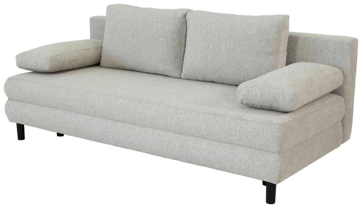 SCHLAFSOFA Webstoff Taupe  - Taupe/Schwarz, Design, Textil/Metall (197/84/92,5cm) - home24