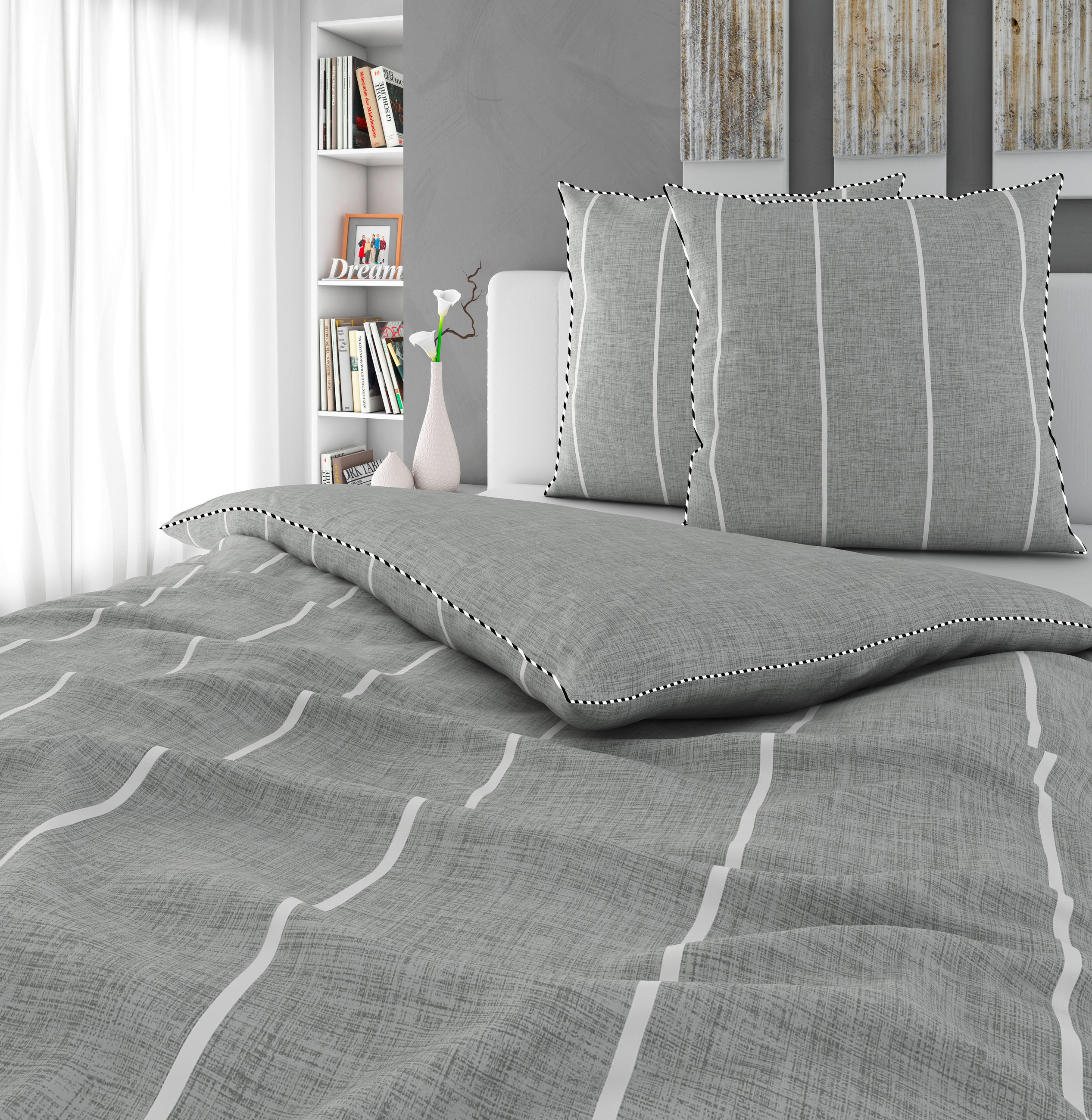 WENDEBETTWÄSCHE Renforcé 200/200 cm  - Silberfarben, KONVENTIONELL, Textil (200/200cm) - Novel