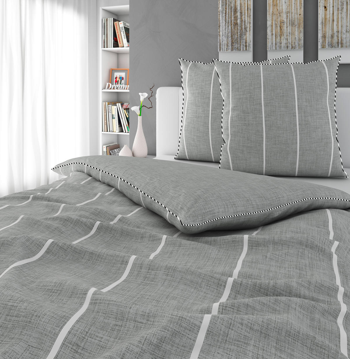 WENDEBETTWÄSCHE Renforcé 200/200 cm  - Silberfarben, KONVENTIONELL, Textil (200/200cm) - Novel