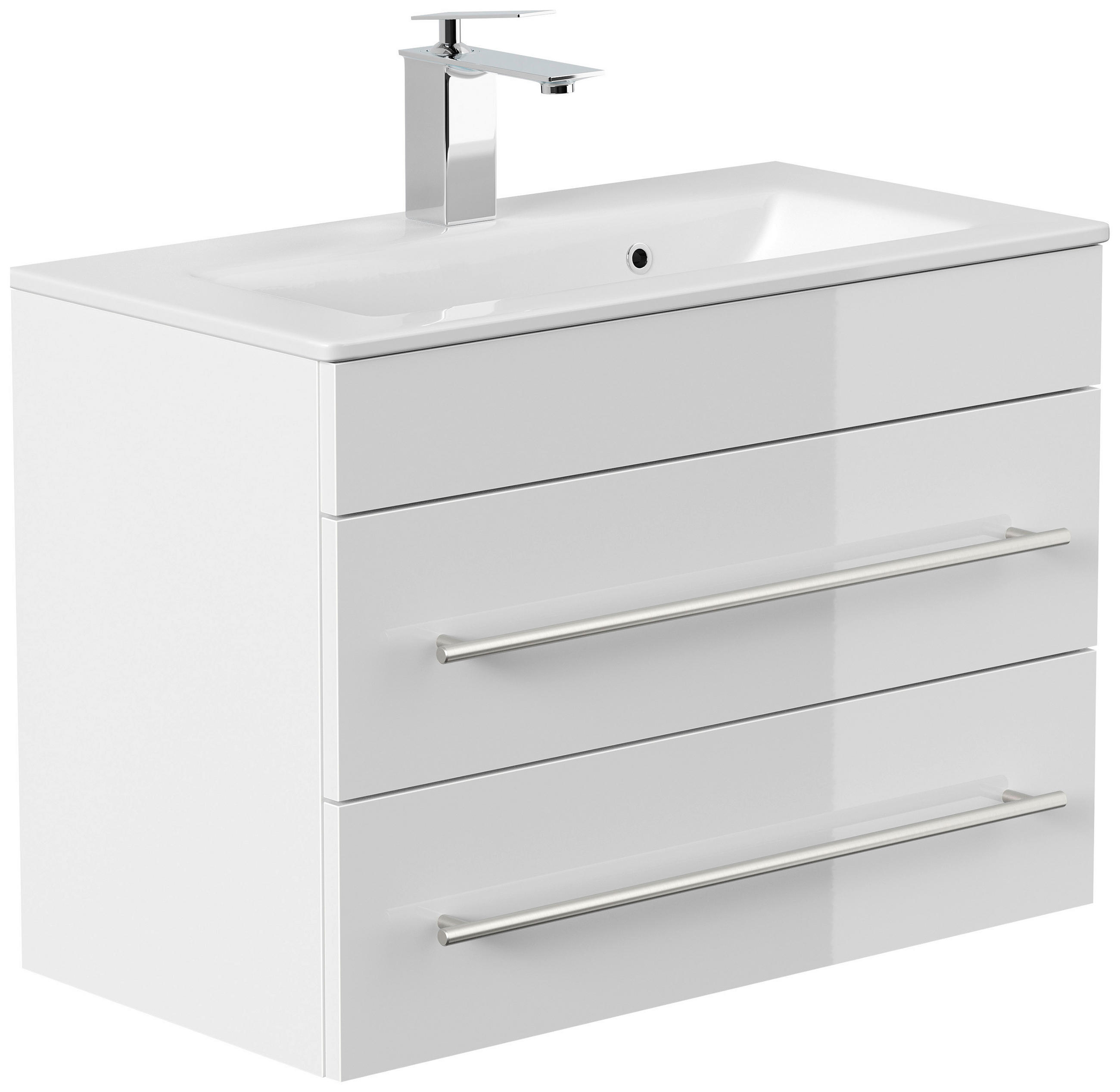 WASCHTISCHKOMBI 70,4 cm  - Weiß Hochglanz/Silberfarben, MODERN, Keramik/Holzwerkstoff (70,4cm) - MID.YOU