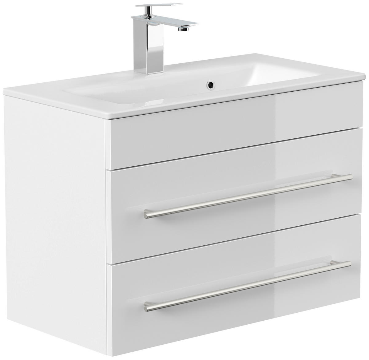 WASCHTISCHKOMBI 70,4 cm  - Weiß Hochglanz/Silberfarben, MODERN, Keramik/Holzwerkstoff (70,4cm) - MID.YOU